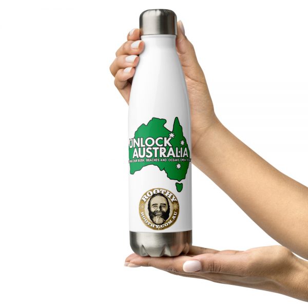 Stainless Steel Water Bottle - Unlock Australia - Keep Calm Design