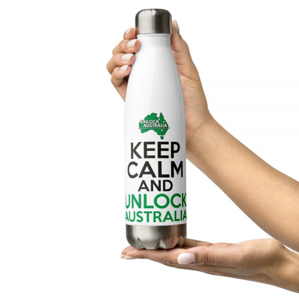 Stainless Steel Water Bottle - Unlock Australia - Keep Calm Design